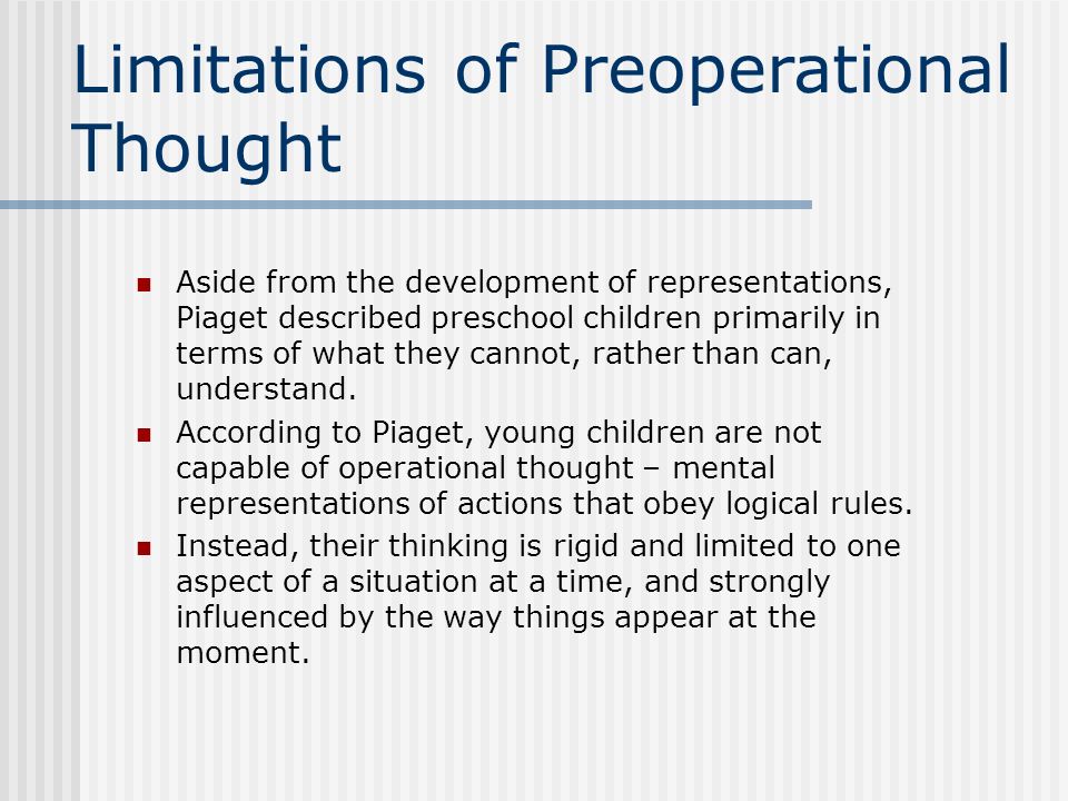 Preoperational thought examples on sale
